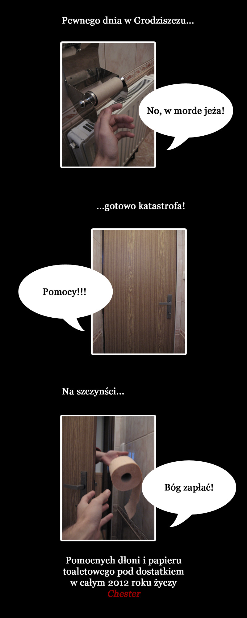 Pomocnych dłoni i papieru toaletowego pod dostatkiem w całym 2012 roku życzy Chester